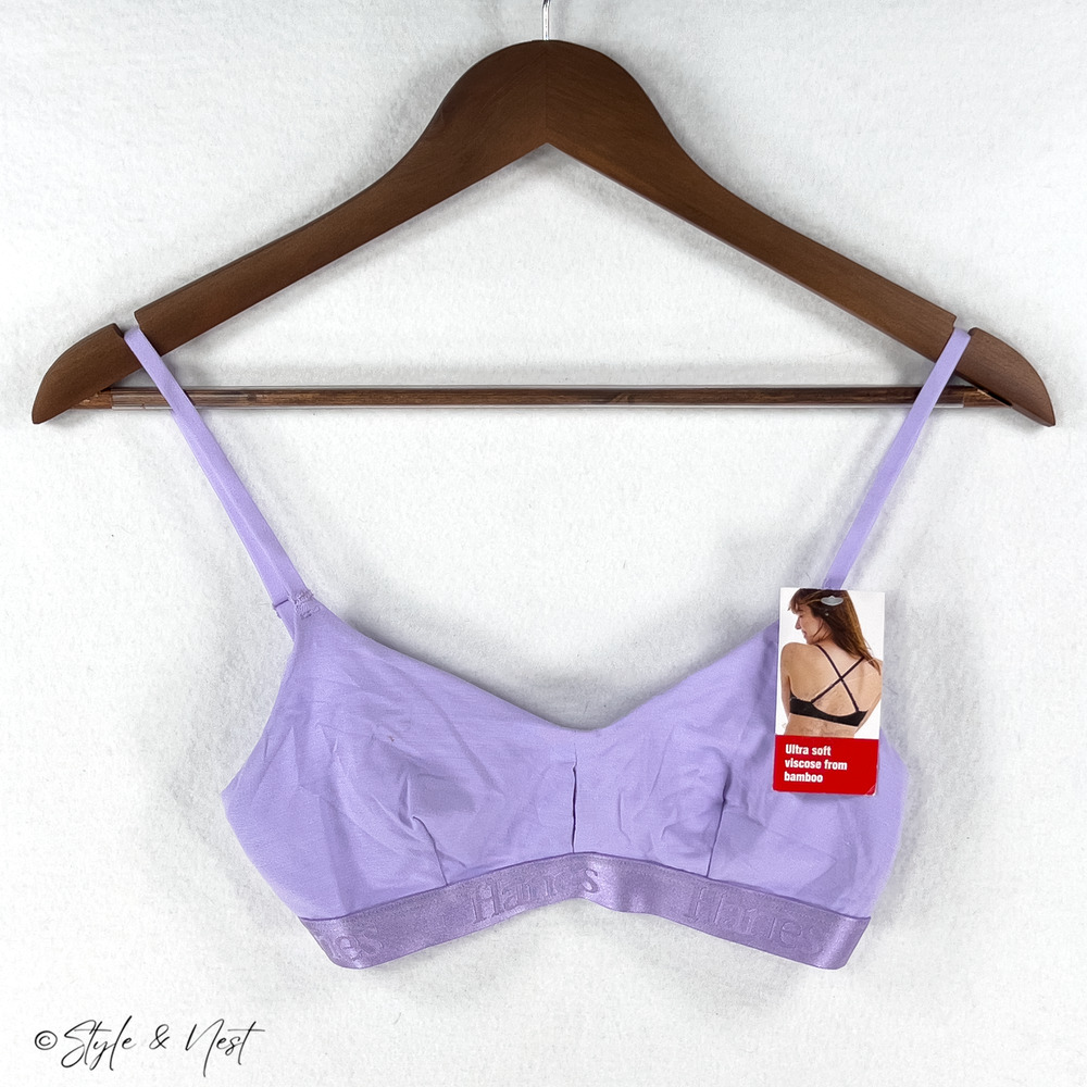 Hanes Purple Bralette Size Small NWT Wireless Comfort Lounge Bra Soft Stretch